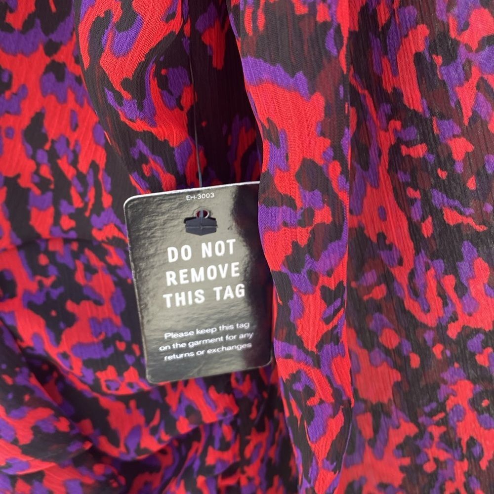 NWT Express Abstract Print Faux Wrap Ruffle Mini Dress Sz M - Picture 13 of 14